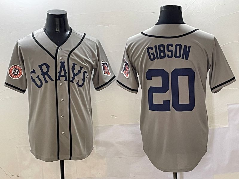 Men Detroit Tigers #20 Gibson Grey Joint Name Game Nike 2025 MLB Jersey style 10